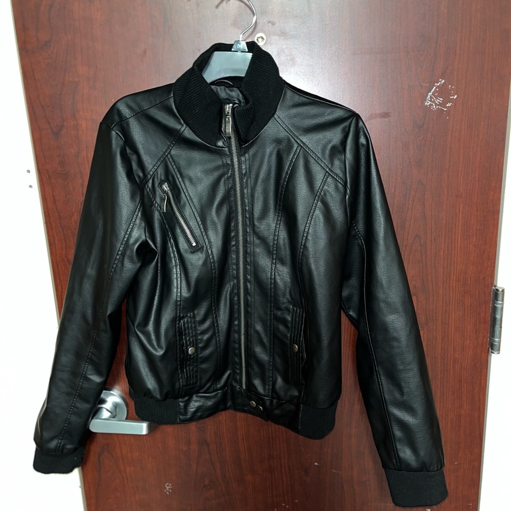 New Look. Black Leather Jacket. Size: Large. New.